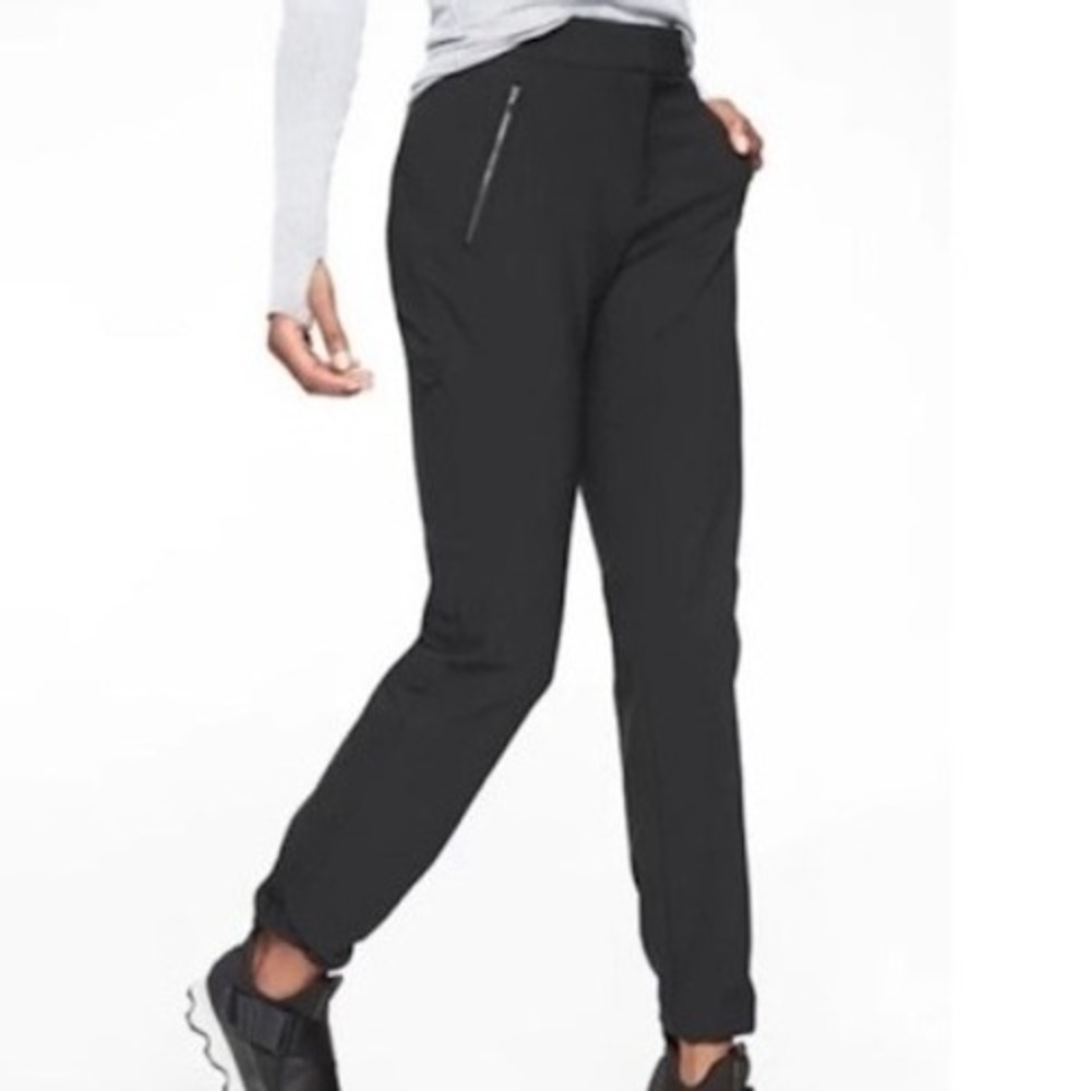 Athleta Wander Straight Pant Black‎ Womens Size 4 Petite Comfort Stretch Zip